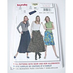 Vintage Burda 7896 Sewing Pattern  Misses Skirt Size 8 10 12 14 16 18 20  Uncut